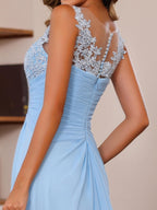 A-Line/Princess V-Neck 2 Pics Floor-Length Plus Size Mother of the Bride Dresses with Appliques, Ruffles & Wrap