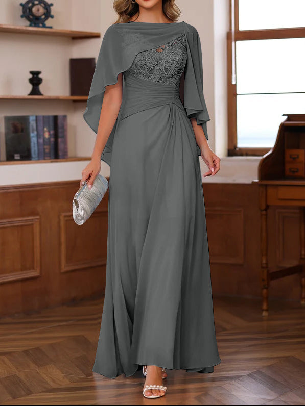 A-Line/Princess V-Neck 2 Pics Floor-Length Mother of the Bride Dresses with Appliques, Ruffles & Wrap