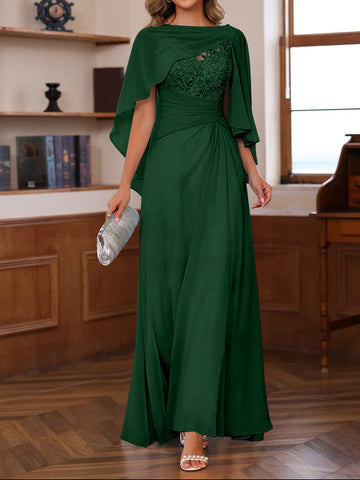 A-Line/Princess V-Neck 2 Pics Floor-Length Mother of the Bride Dresses with Appliques, Ruffles & Wrap