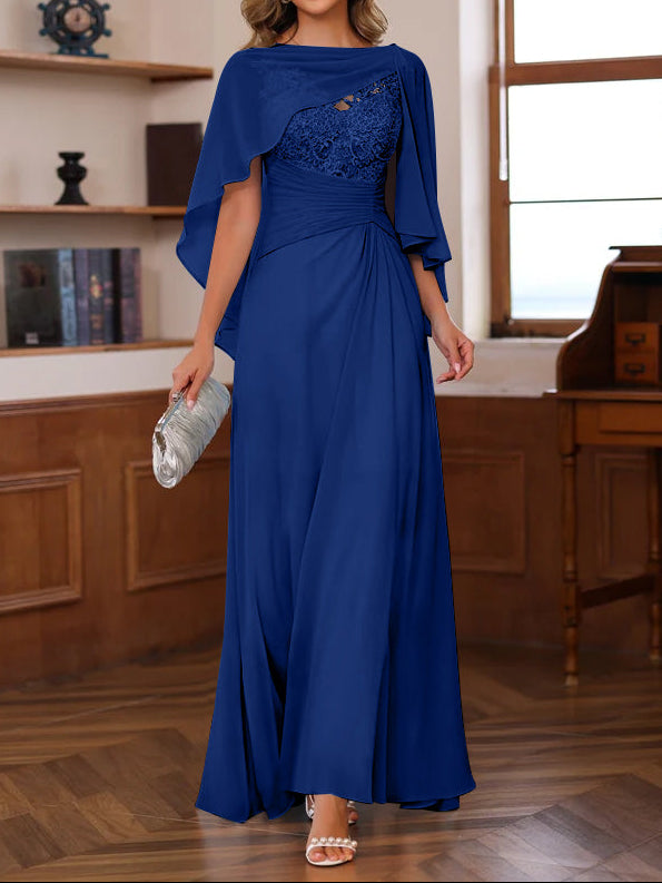 A-Line/Princess V-Neck 2 Pics Floor-Length Mother of the Bride Dresses with Appliques, Ruffles & Wrap