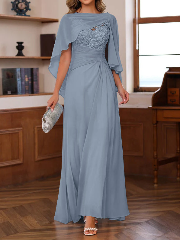 A-Line/Princess V-Neck 2 Pics Floor-Length Mother of the Bride Dresses with Appliques, Ruffles & Wrap