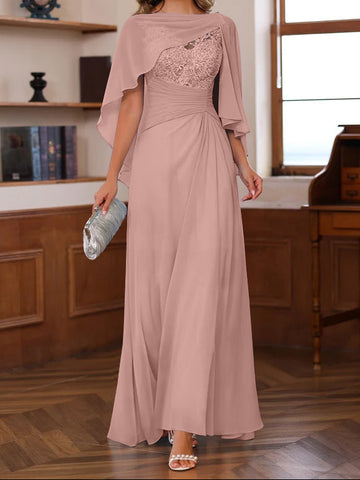 A-Line/Princess V-Neck 2 Pics Floor-Length Mother of the Bride Dresses with Appliques, Ruffles & Wrap