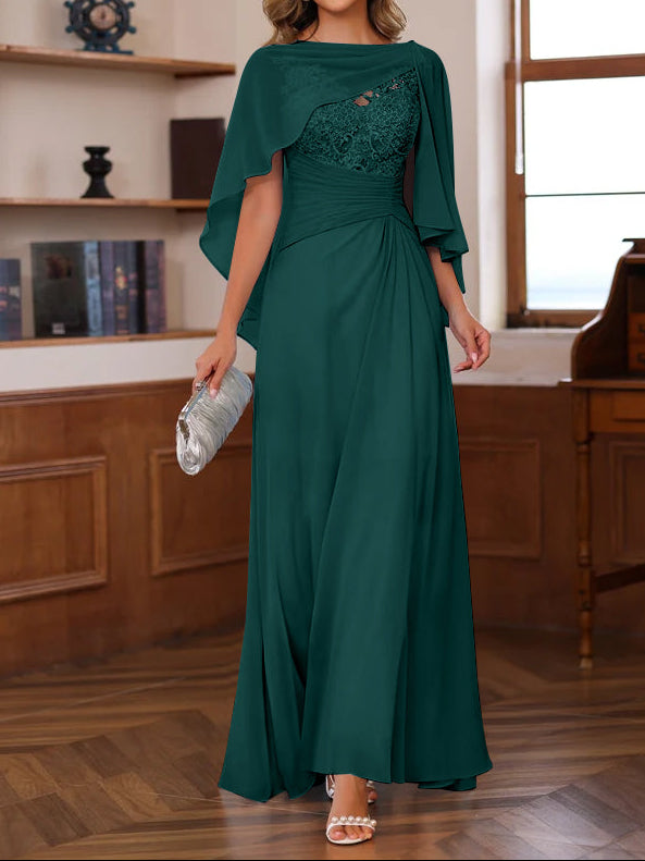 A-Line/Princess V-Neck 2 Pics Floor-Length Mother of the Bride Dresses with Appliques, Ruffles & Wrap