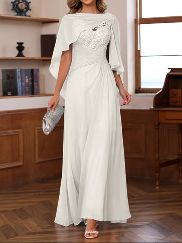 A-Line/Princess V-Neck 2 Pics Floor-Length Mother of the Bride Dresses with Appliques, Ruffles & Wrap
