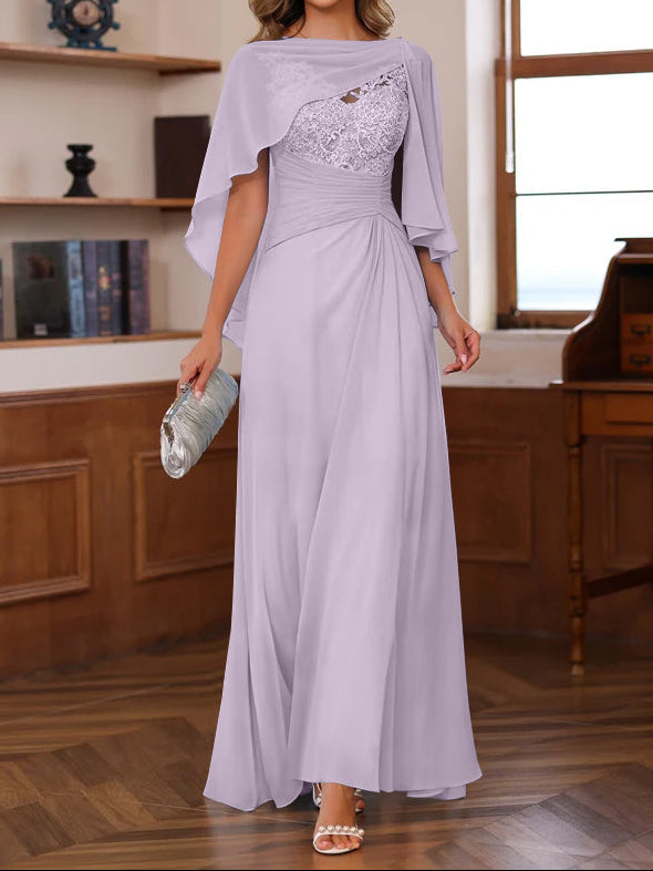 A-Line/Princess V-Neck 2 Pics Floor-Length Mother of the Bride Dresses with Appliques, Ruffles & Wrap