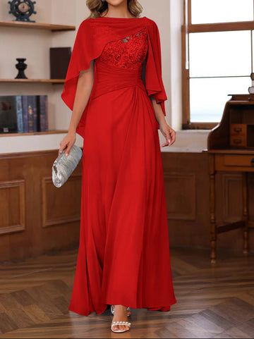 A-Line/Princess V-Neck 2 Pics Floor-Length Mother of the Bride Dresses with Appliques, Ruffles & Wrap