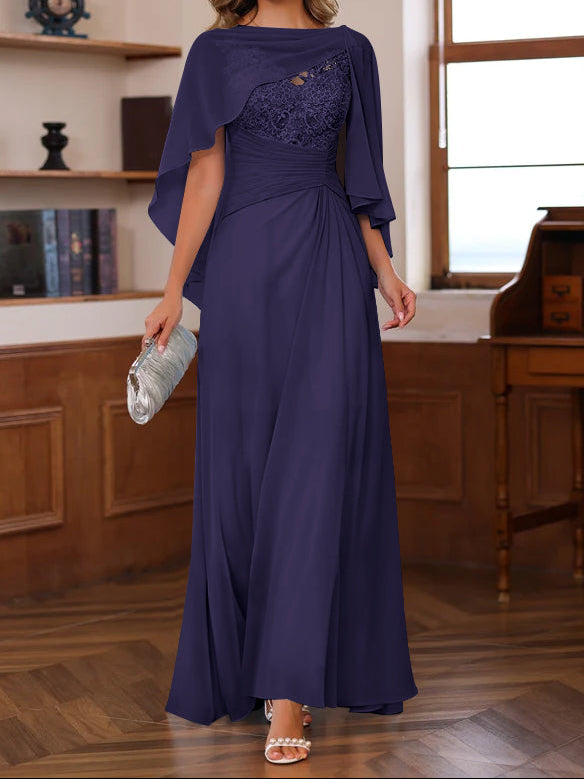 A-Line/Princess V-Neck 2 Pics Floor-Length Mother of the Bride Dresses with Appliques, Ruffles & Wrap