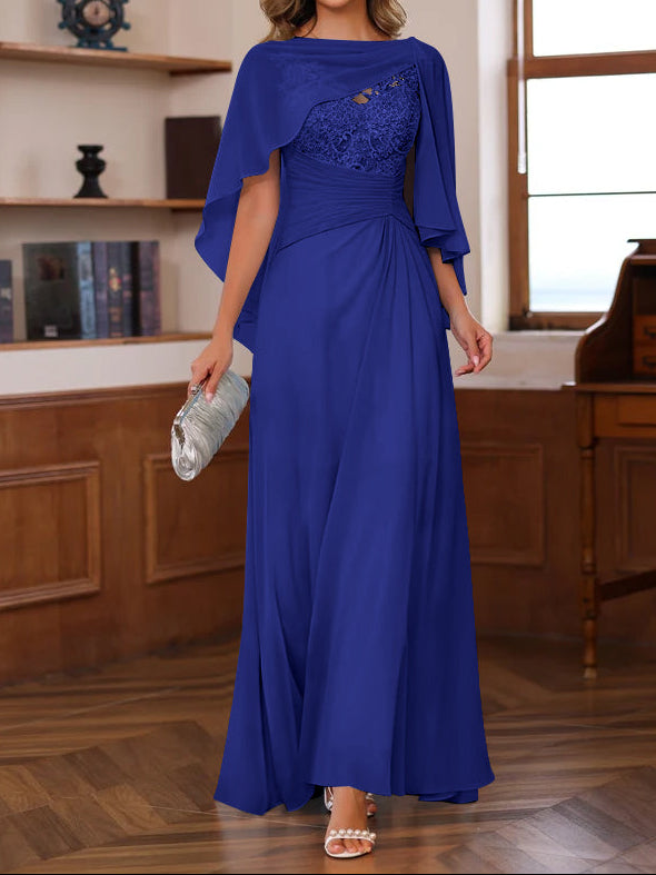 A-Line/Princess V-Neck 2 Pics Floor-Length Mother of the Bride Dresses with Appliques, Ruffles & Wrap