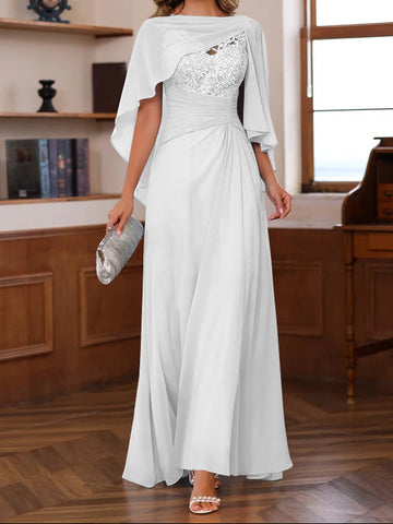 A-Line/Princess V-Neck 2 Pics Floor-Length Mother of the Bride Dresses with Appliques, Ruffles & Wrap