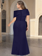 Sheath/Column Off-the-Shoulder Asymmetrical Plus Size Mother of the Bride Dresses with Ruffles