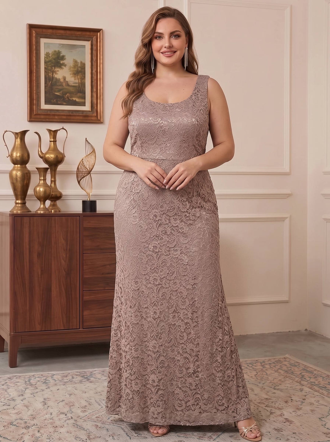Sheath/Column Square Neck 3/4 Length Sleeves Floor-Length 2 Pieces Plus Size Mother of the Bride Dresses with Jacket