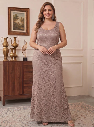 Sheath/Column Square Neck 3/4 Length Sleeves Floor-Length 2 Pieces Plus Size Mother of the Bride Dresses with Jacket