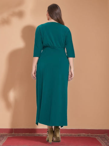 A-Line/Princess V-Neck Half Sleeves Asymmetrical Plus Size Mother of the Bride Dresses with Ruffles