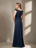 A-Line/Princess V-Neck Sleeveless Floor-Length Plus Size Mother of the Bride Dresses with Sequins and Ruffles