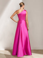 Sheath/Column One-Shoulder Sleeveless Floor-Length Plus Size Mother of the Bride Dresses with Ruffles