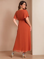 A-Line/Princess V-Neck Short Sleeves Asymmetrical Plus Size Mother Of The Bride Dresses with Appliques