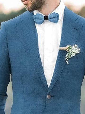 Men's Tailored Fit Single Breasted Two-buttons 2 Pieces Solid Colored Linen Suits