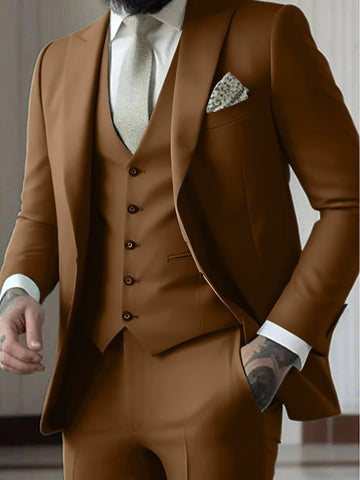 Men's Tailored Fit Single Breasted One-button 3 Pieces Wedding Suits