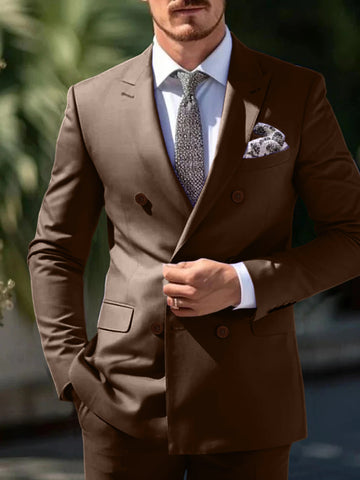 Men's Tailored Fit Double Breasted Six-buttons 2 Pieces Wedding Suits