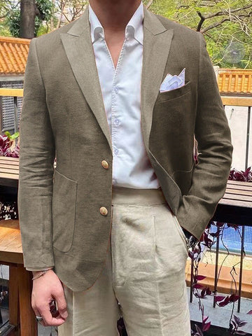 Men's Tailored Fit Single Breasted Two-buttons Blazer Jacket
