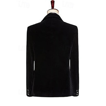 Men's Tailored Fit Single Breasted 2 Pieces Pure Color Velvet Sequin Blazer Wedding Suits