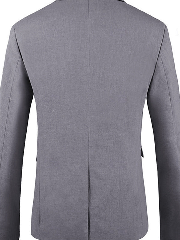 Men's Linen Blazer Fashion Casual Regular Tailored Fit Single Breasted Two-buttons Blazer Jacket