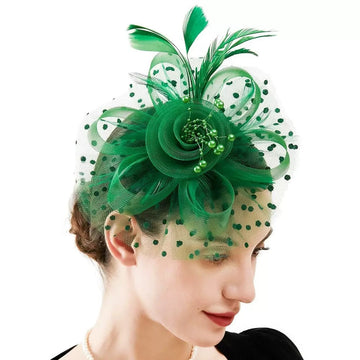 Women Tea Party Headband Flower Cocktail Mesh Feathers Hair Clip Kentucky Derby  Wedding Fascinators Hat