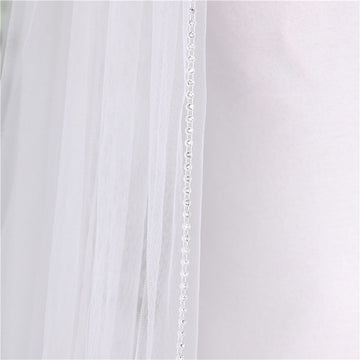 One-tier Classic Wedding Veil with Beading