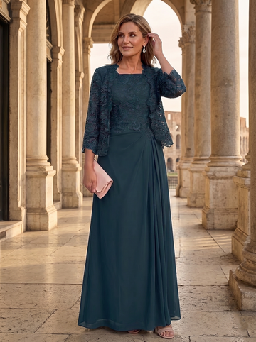 ink blue mother of the bride dress with jacket
