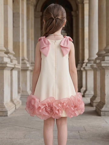 A-Line/Princess Scoop Sleeveless Knee-Length Flower Girl Dresses with Bowknot Straps