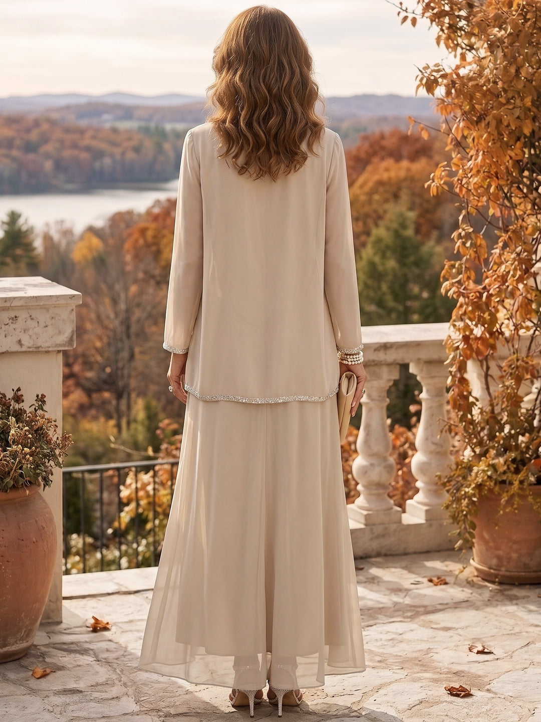 Sheath/Column V-Neck Ankle-Length Mother of the Bride Dresses with Jacket & Sequins Beading