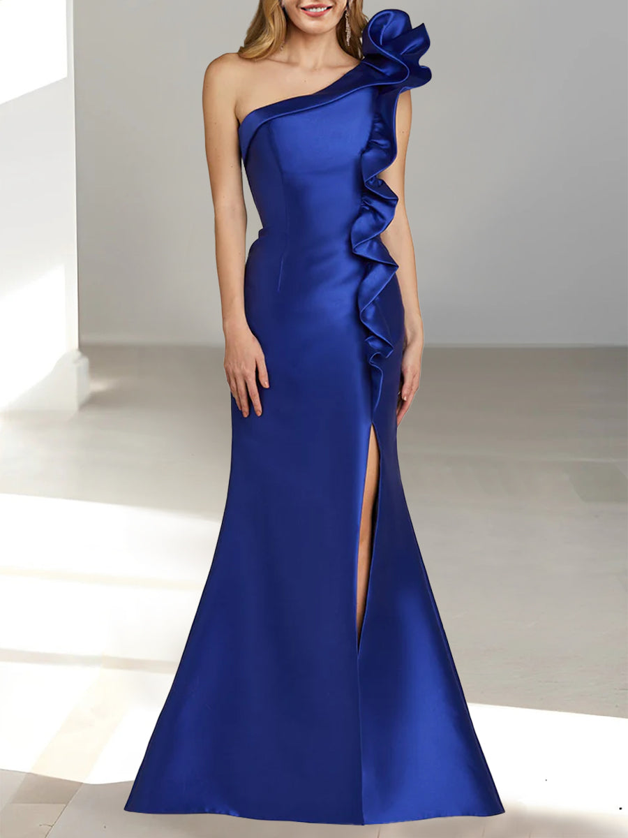 Trumpet/Mermaid One-Shoulder Sleeveless Split Side Evening Dresses