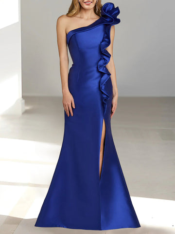 Trumpet/Mermaid One-Shoulder Sleeveless Split Side Evening Dresses