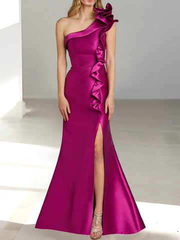Trumpet/Mermaid One-Shoulder Sleeveless Split Side Evening Dresses
