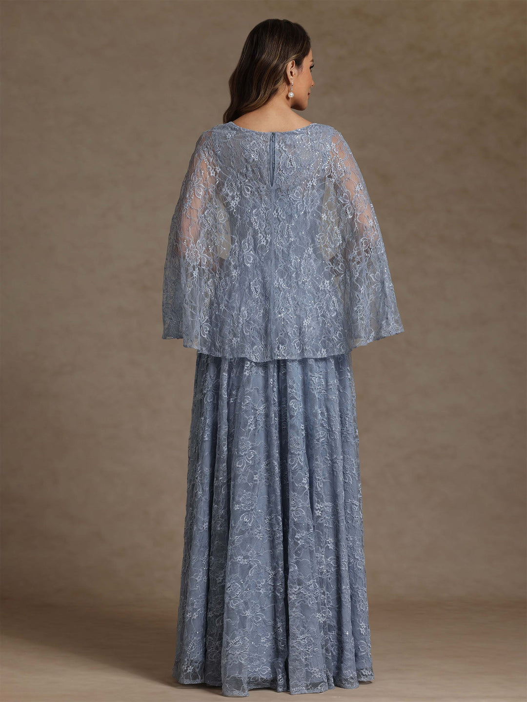 A-Line/Princess V-Neck Chiffon Exclusive Mother of the Bride Dresses Lace Floor-Length Cape Sleeves Floral