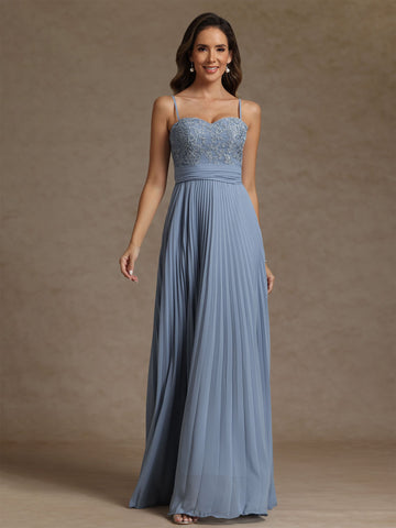 Sheath/Column Sweetheart Chiffon Exclusive Mother of the Bride Dresses with Jacket Floor-Length Lace Pleated Long Sleeves