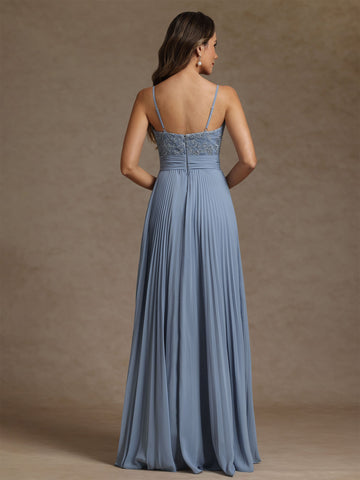 Sheath/Column Sweetheart Chiffon Exclusive Mother of the Bride Dresses with Jacket Floor-Length Lace Pleated Long Sleeves