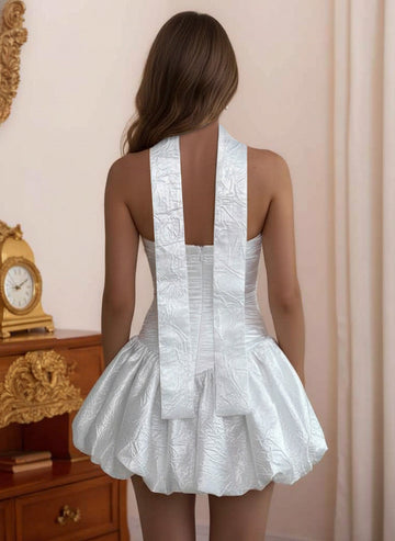 A-Line/Princess Strapless Sleeveless Pleated Short/Mini Homecoming Dresses with Draped scarf