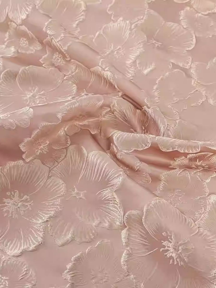 A-Line/Princess V-Neck Mother of the Bride Dresses Floral Jacquard Short Sleeves Ankle-Length
