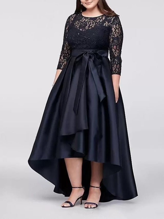A-Line/Princess Scoop Plus Size Asymmetrical Mother of the Bride Dresses