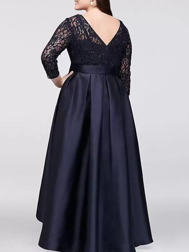 A-Line/Princess Scoop Plus Size Asymmetrical Mother of the Bride Dresses
