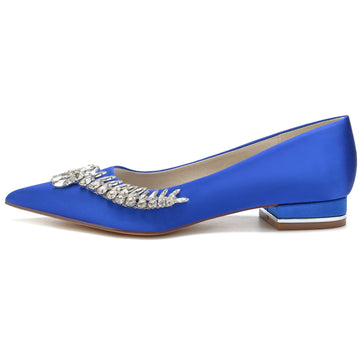 Women's Wedding Shoes White Imitation Rhinestone Low Heel Pointed Toe Bridal Shoes