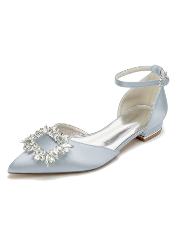 Women's Wedding Shoes Rhinestone Low Heel Pointed Toe Bridesmaid Shoes