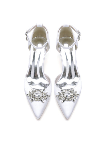 Women's  Rhinestone Low Heel Pointed Toe Bridesmaid Shoes