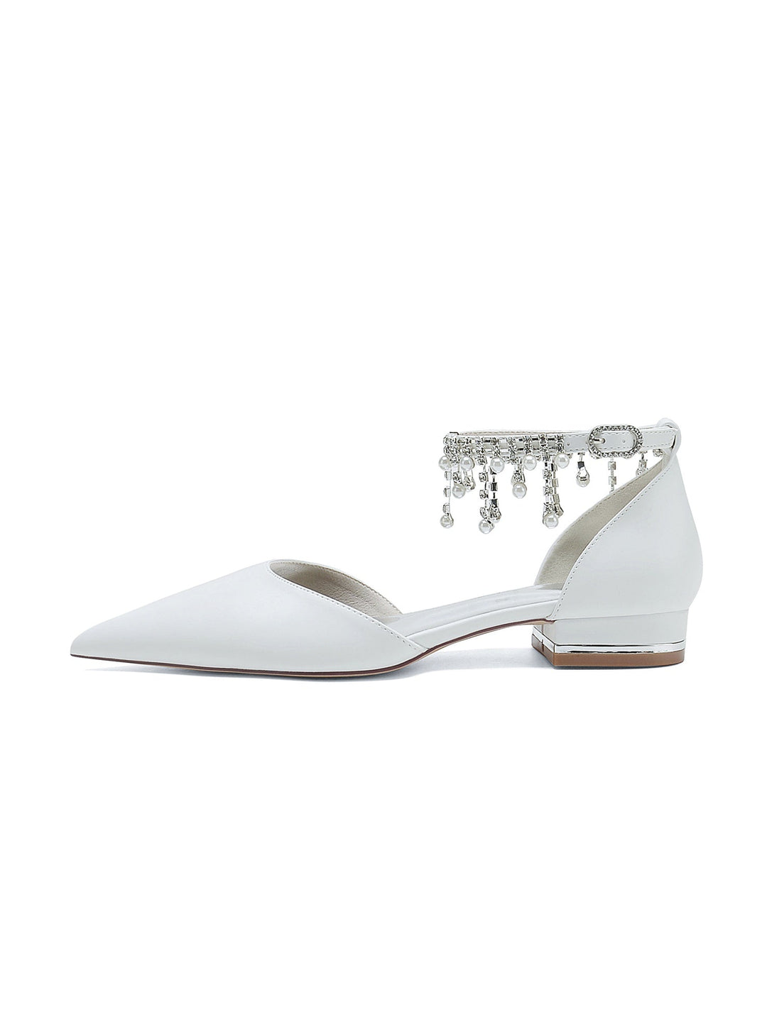 Women's Wedding Shoes Rhinestone Low Heel Pointed Toe Bridesmaid Shoes