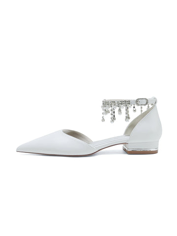Women's Wedding Shoes Rhinestone Low Heel Pointed Toe Bridesmaid Shoes
