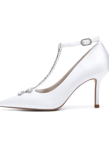 Women's Wedding Shoes Rhinestone Stiletto Heel Pointed Toe Bridesmaid Shoes