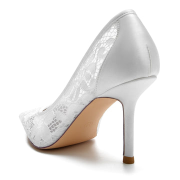 Women's Wedding Shoes Silk Satin Lacework Stiletto Pointed Toe Bridal Shoes