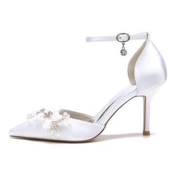Women's Wedding Flowers High Heel Pointed Toe Bridal Shoes