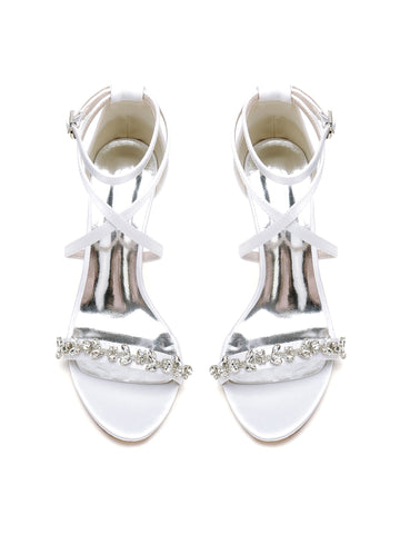 Women's  Wedding Shoes Rhinestone High Heel Open Toe Bridal Shoe